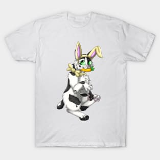 Bobtail BunnyCat: Black Bicolor (Yellow) T-Shirt